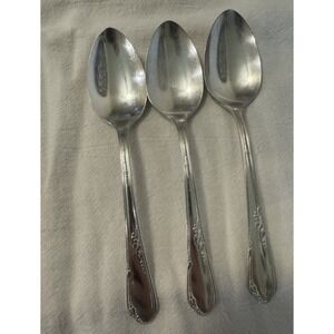 Wm. A. Rogers A1 Plus Oneida Ltd Silverplate Spoons Floral Handle Lot of 3
